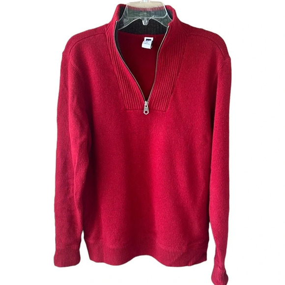 Gap Factory Vintage Red Lambswool Quarter Zip Pullover Sweater Sz M - Picture 1 of 10